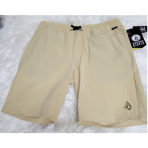 Big Boys Shorts-Volcom Understoned Elastic Waist Hybrid, Almond Size XL